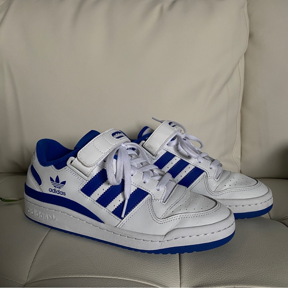 adidas Kids White and Blue Sneakers